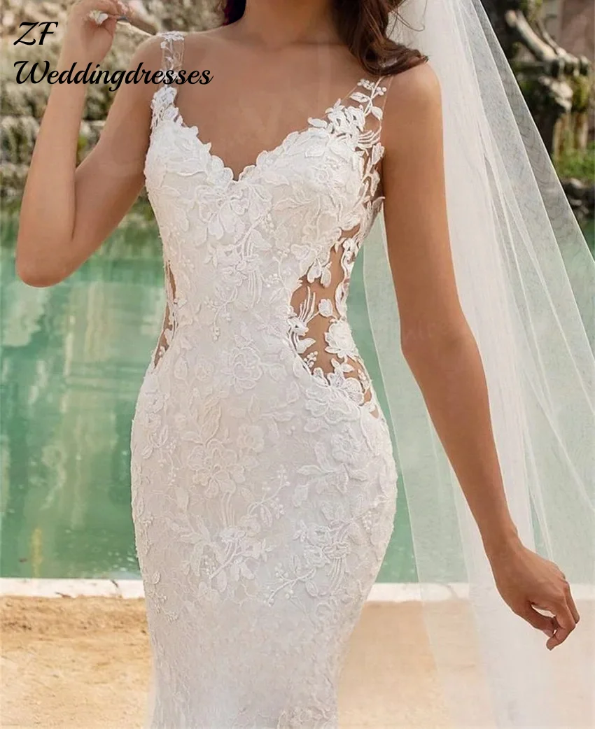 

Индивидуальные американские модные свадебные платья русалки по индивидуальному заказу, сексуальные кружевные аппликации с открытой спиной, свадебные платья