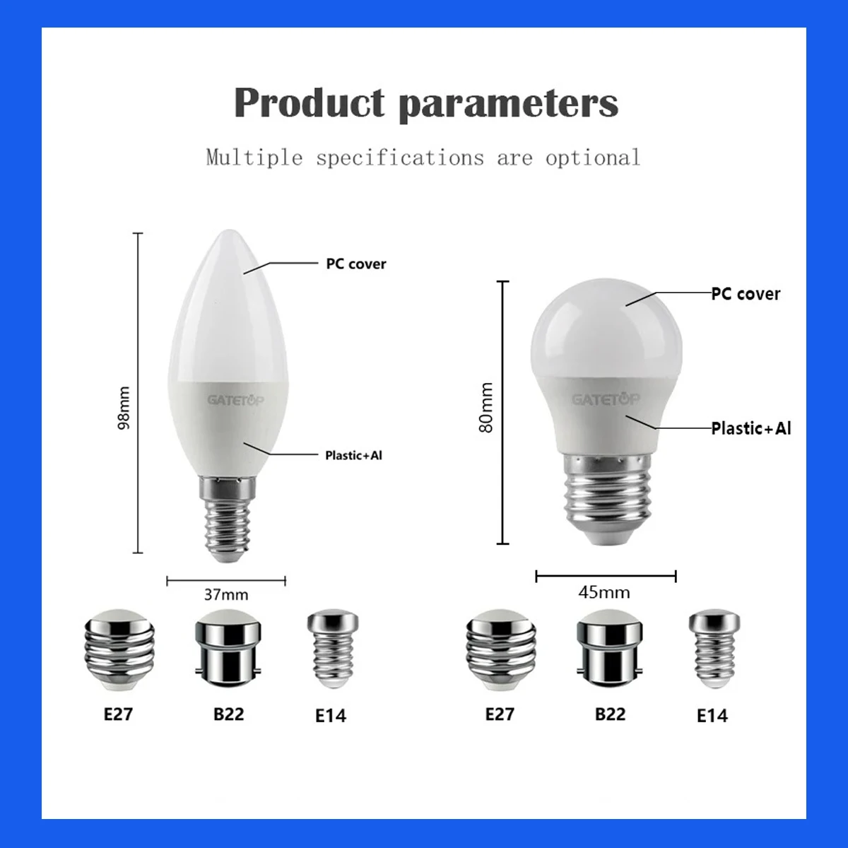 

5шт Lampara LED E14 E27 B22 Лампа накаливания 6W AC220V 110V Теплый холодный белый 3000K 4000K без мерцания для дома Derec Спальня Светильники