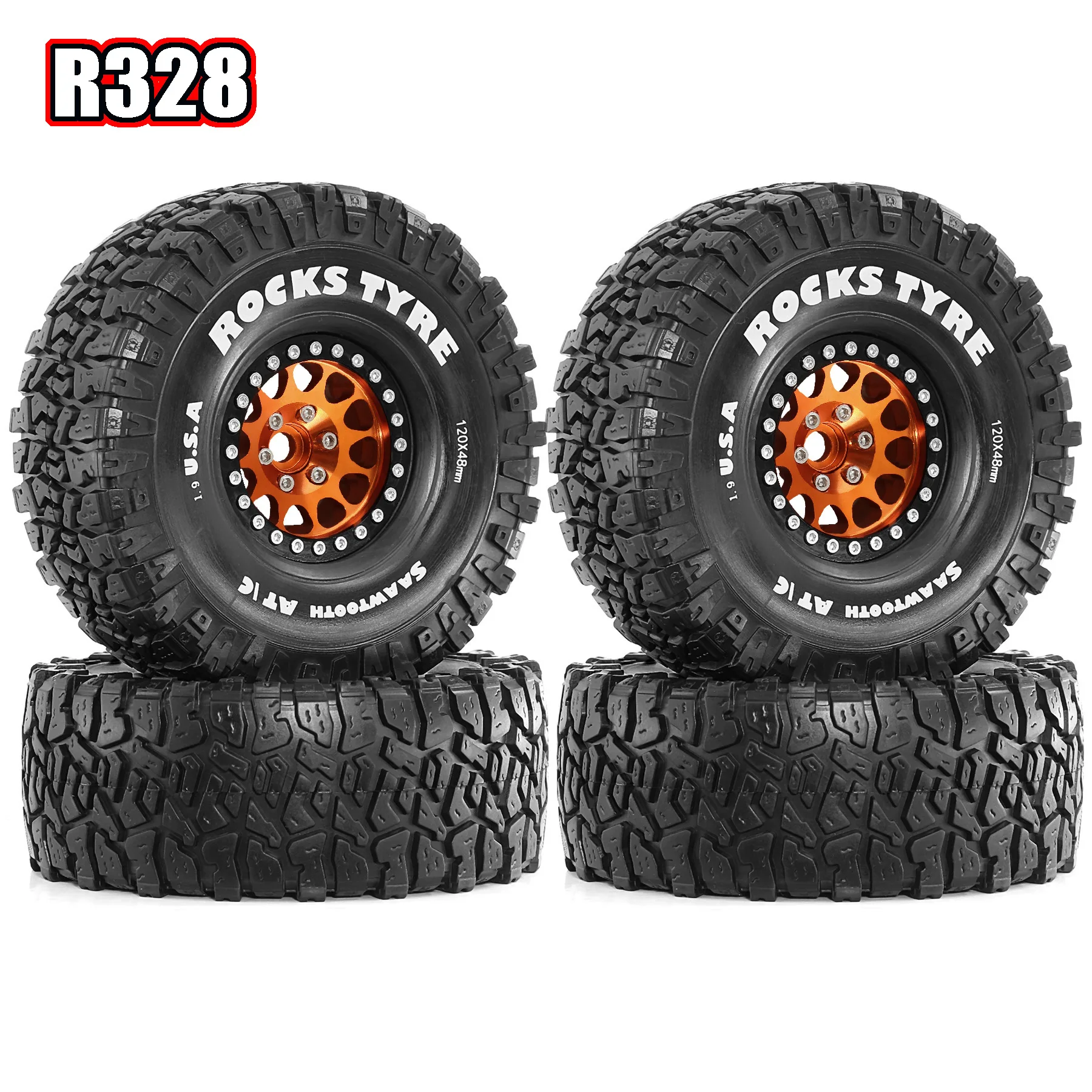 

4PCS 1.9'' Metal Wheel Rim Tire Tyre 120x48mm Hex Hub 12mm RC Spare Parts for 1/10 FMS FCX10 Ford Crawler RC Car