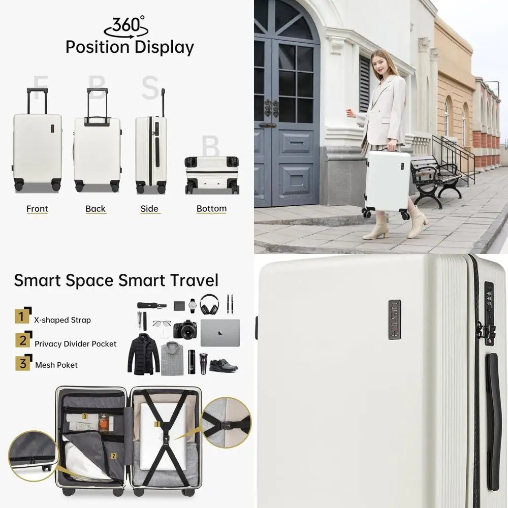 

20 Hardshell Spinner Suitcase, TSA-Approved, Airline Carry-On, White