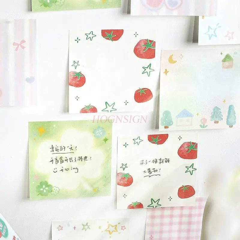 1book Fresh and Cute Girl Heart Hand Account Illustration Plan Function: Tearable Creative Memo Paper, Hand Account Memo Book