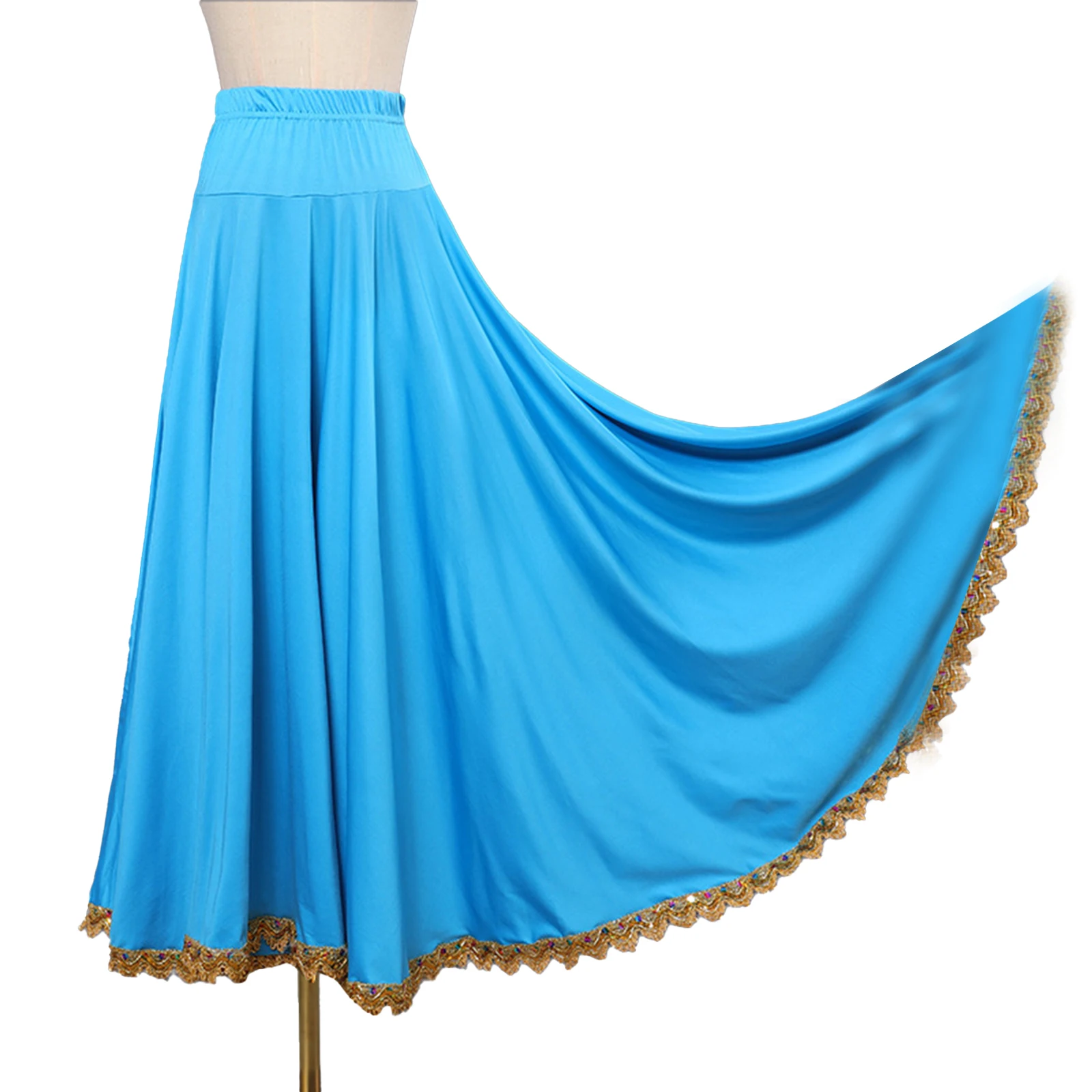 Falda de baile Doble de Paso español para mujer, faldas largas escalonadas de círculo completo, Ropa de baile de salón de Flamenco, Ropa de baile de rendimiento latino