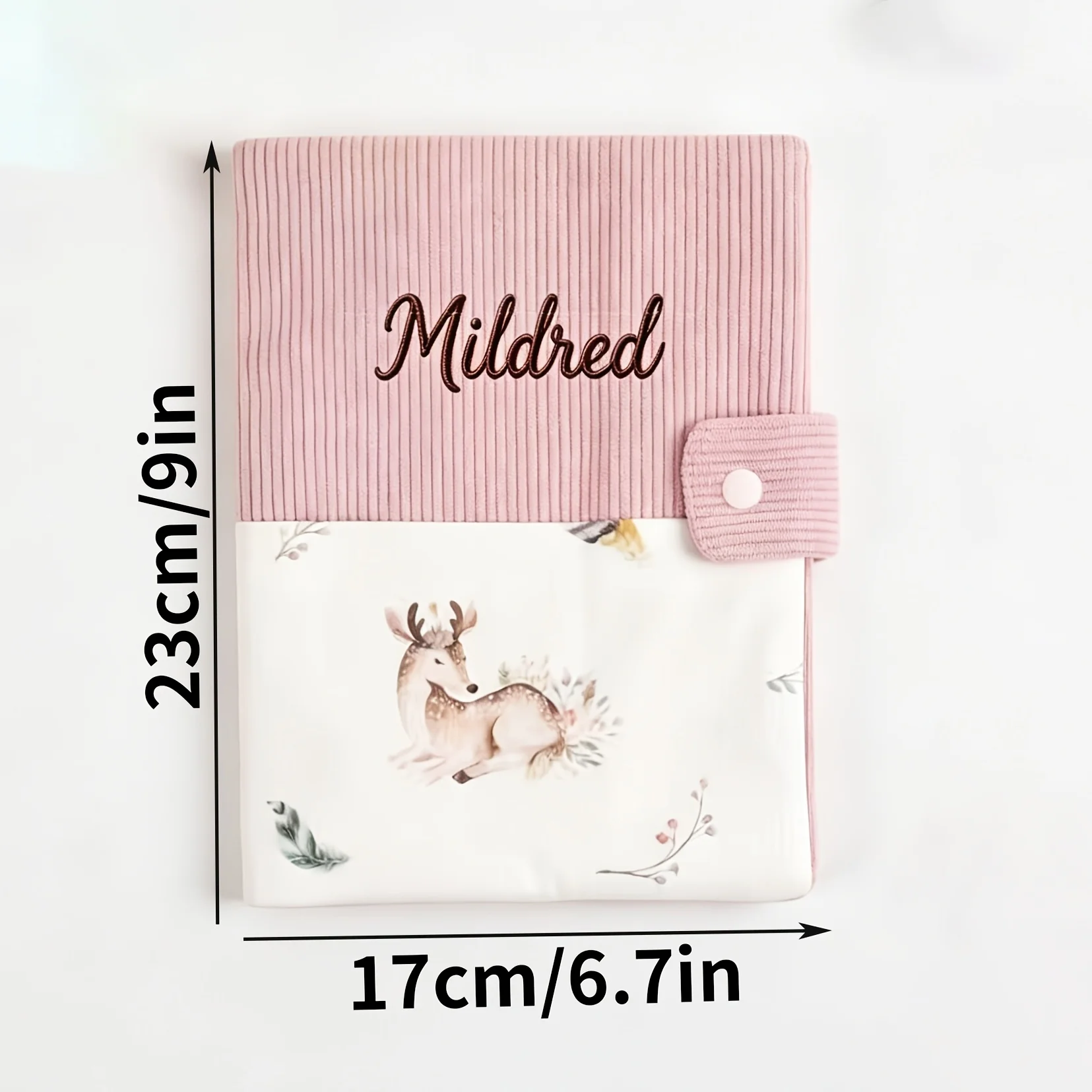 Personalized Embroidered Baby Book Cover | Custom Woodland Animal Corduroy Book Sleeve | Newborn Keepsake Gift image 6
