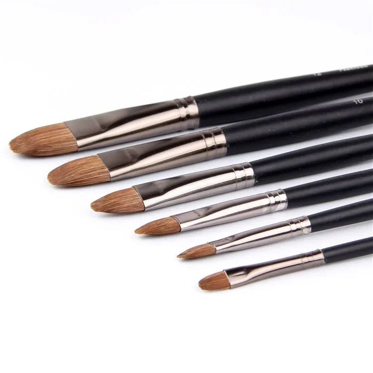 6pcs/Set Manet high-grade Horsehair brush tongue peak row pen acrylic painting pen artist oil painting brushes art supplies