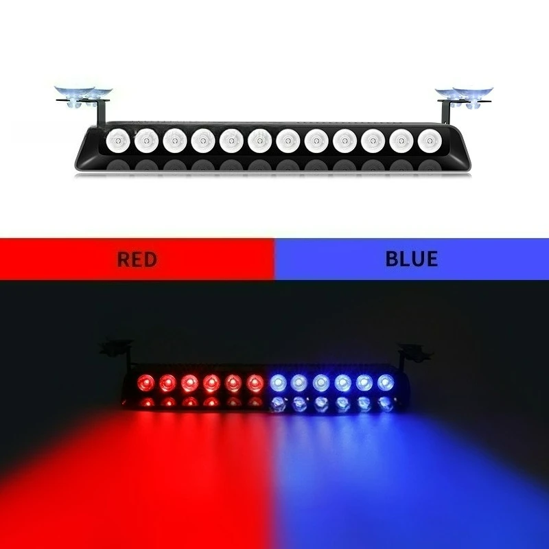 

Car Strobe Light Flash Warning Signal Beacon Police Fireman Emergency Windshield Trailer Vehicle Indicators Waterproof 12 LED