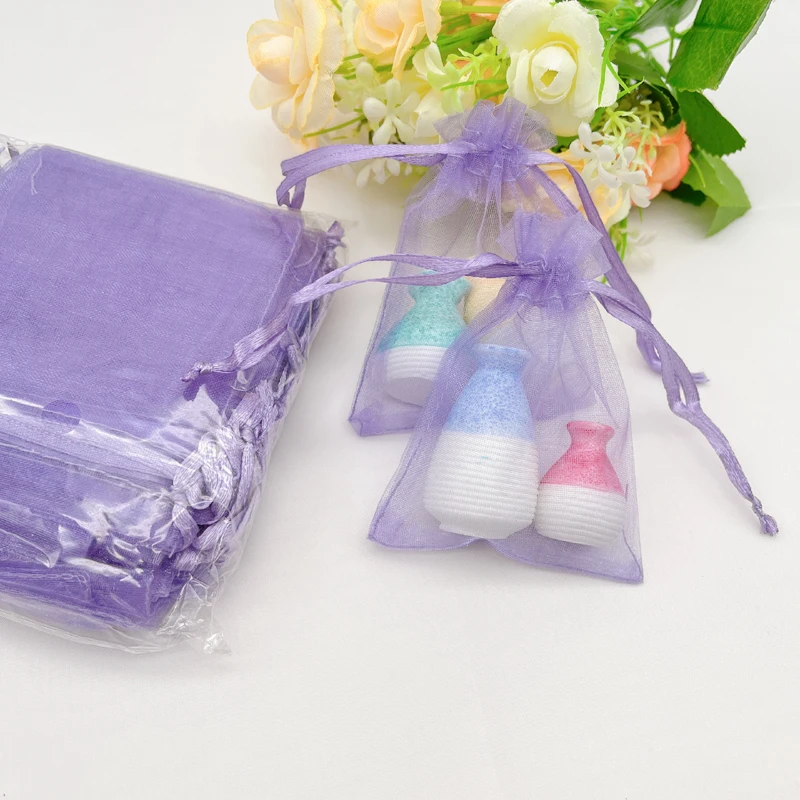 

1000pcs Sachet Violet Gift Bag Light Purple Organza Gift Bags Wedding Packaging Jewelry Storage Bags Drawstring Bag Mesh Pouches