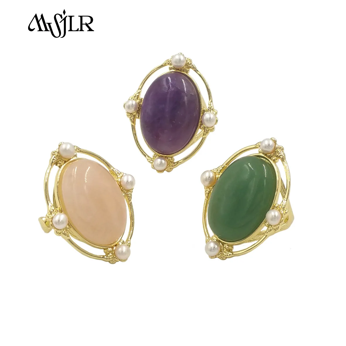 MVR103 2024 Hot Sale Advanced Trend Multicolor Gemstone Female Ring 18k Gold Plated Adjustable Engagament Jewelry Fashion