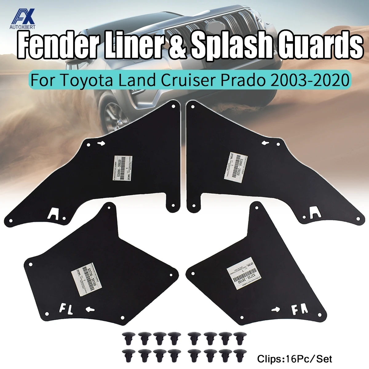 

Mud Flaps For Toyota Land Cruiser Prado 03-20 Splash Guards Mudflaps Fender Liners Shield Seal 5388635020 5373535150 5373635150