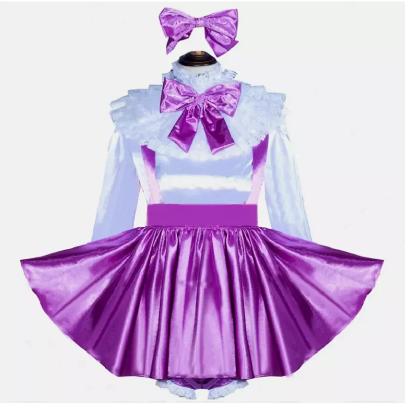 Hot selling French girl maid Sisi satin lockable dress cosplay costume customization