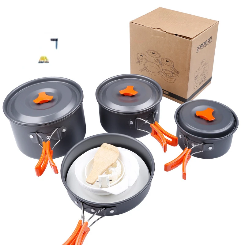 

Outdoor Camping 45 People Pot Set People Picnic Aluminum Stove Portable Storage