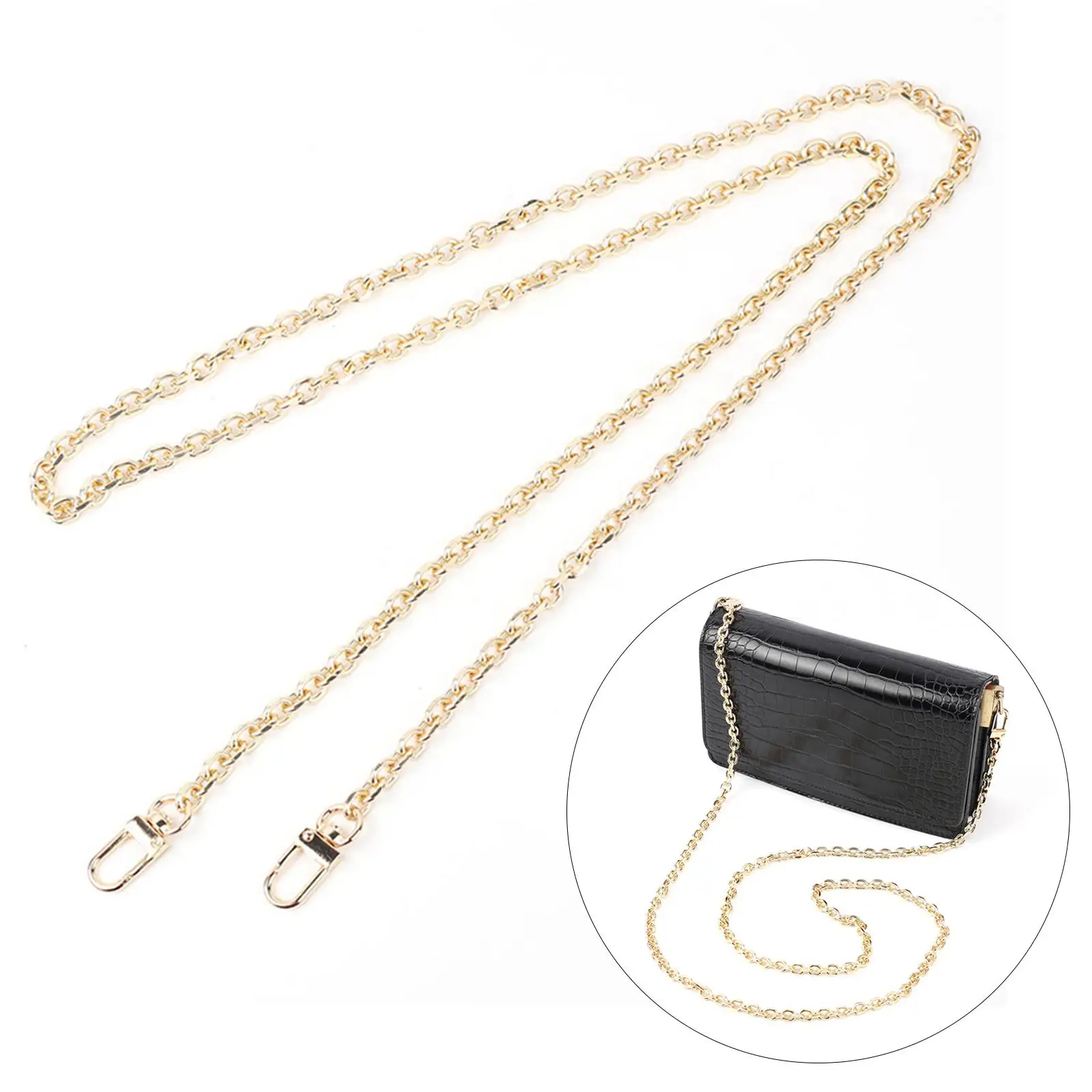 

DIY Chains Replacement Detachable Body Bags Clutch Purse Straps Accessories with Metal Buckles 47"