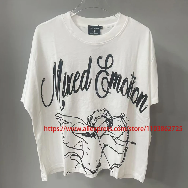 

Новые топы High Street Trend Heavy Industry MIXED EMOTION Футболка 1:1 Хлопок с ромбовидным принтом и рукавами «летучая мышь» Повседневные футболки со смешанными эмоциями