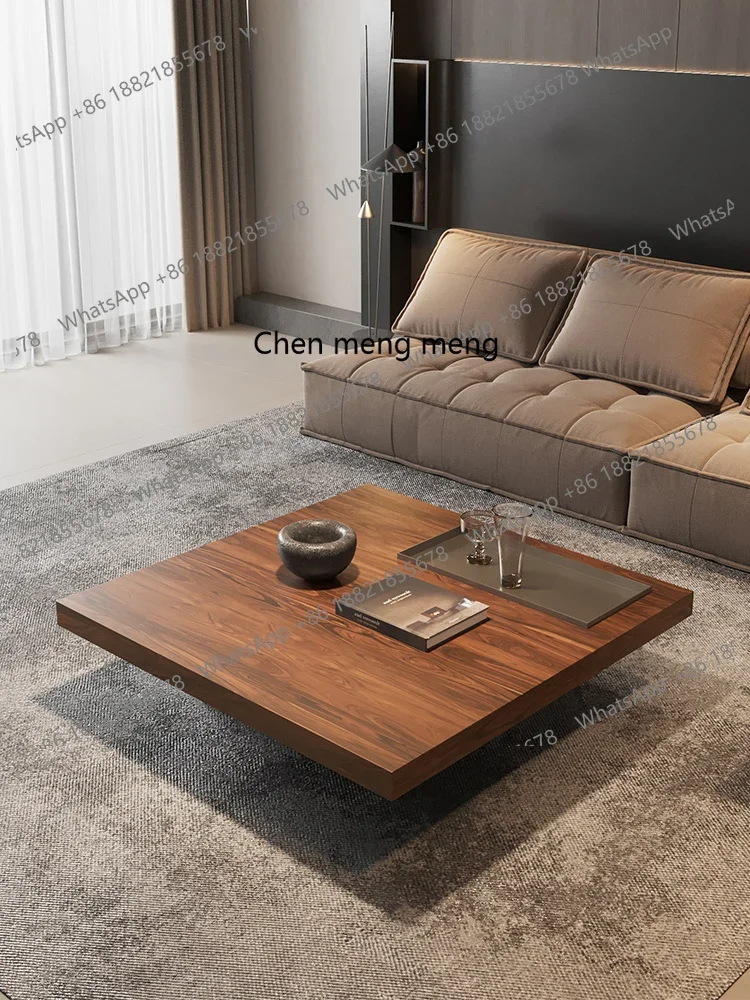 

Italian minimalist walnut coffee table light luxury high-end square low table