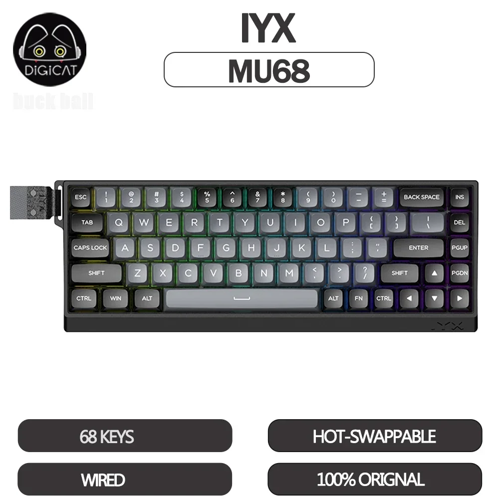 Imagem -02 - Pro Gamer Teclado Mecânico com Fio Interruptor Magnético Rgb Personalizado E-sports Presente Yx-mu68