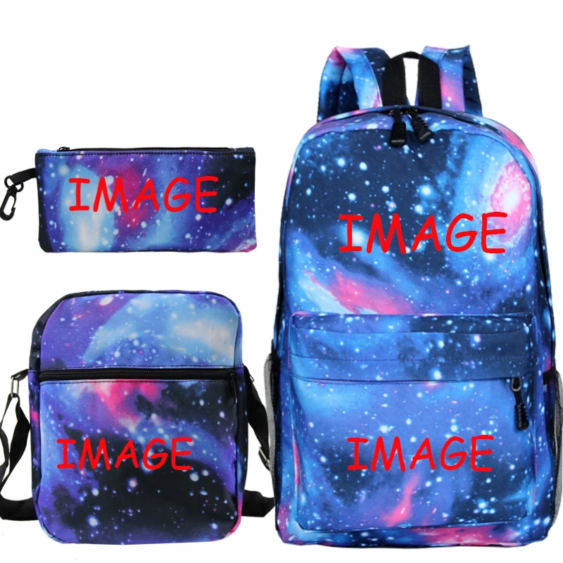 DIY Backpack Dropshipping Customer Backpack Student Schoolbag 3Pcs/Sets Shoulder Bags Custom Logo Bags Men Book Bags Mochila