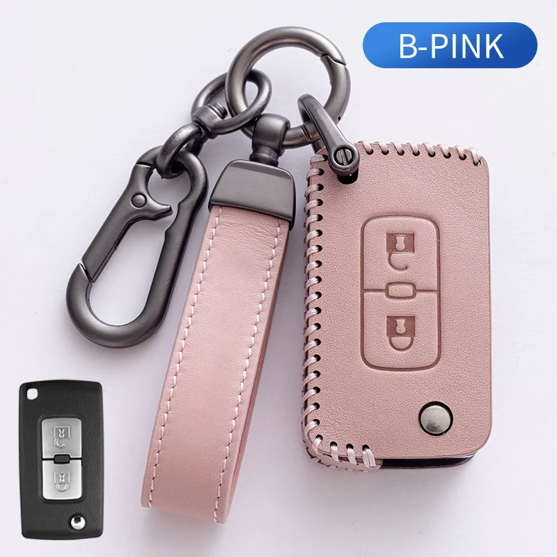 

Super Quality Top Cowhide Car Key Case Cover Set Fob for Mitsubishi Outlander Lancer EX ASX Colt Grandis Pajero Sport Protection