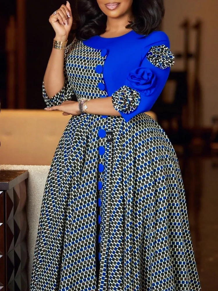 

African Dresses For Women Elegant Polyester Muslim Fashion Abayas Dashiki Robe Kaftan Long Maxi Dress Turkish Africa 2025 New