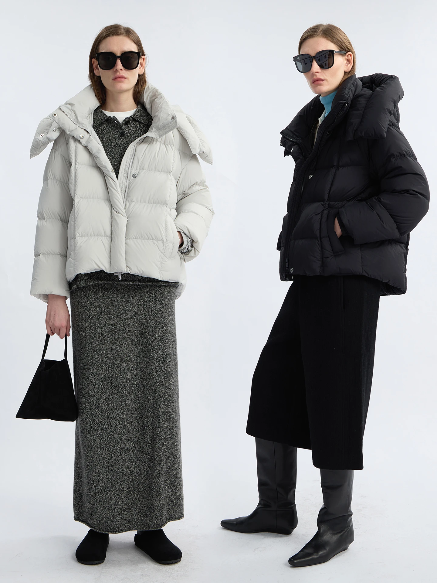 

Women's Winter Puffer Jaet 90% White Du down Hooded Thiened Warm ort Sle Zipper Closure Long Sve Universal Fit