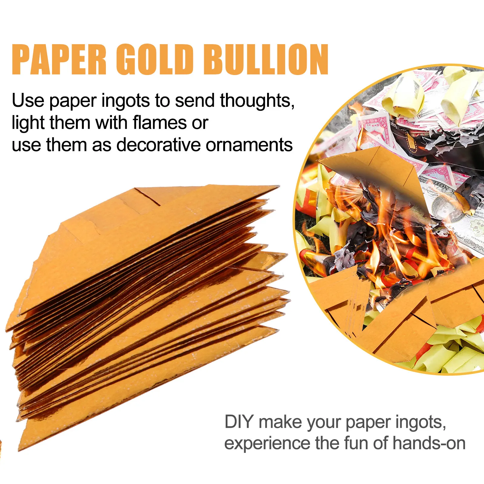 400Pcs Golden Paper Gold Ingot Burning for Tomb Sweeping Day Handmade Worship Supplies Premium DIY Funeral Offering
