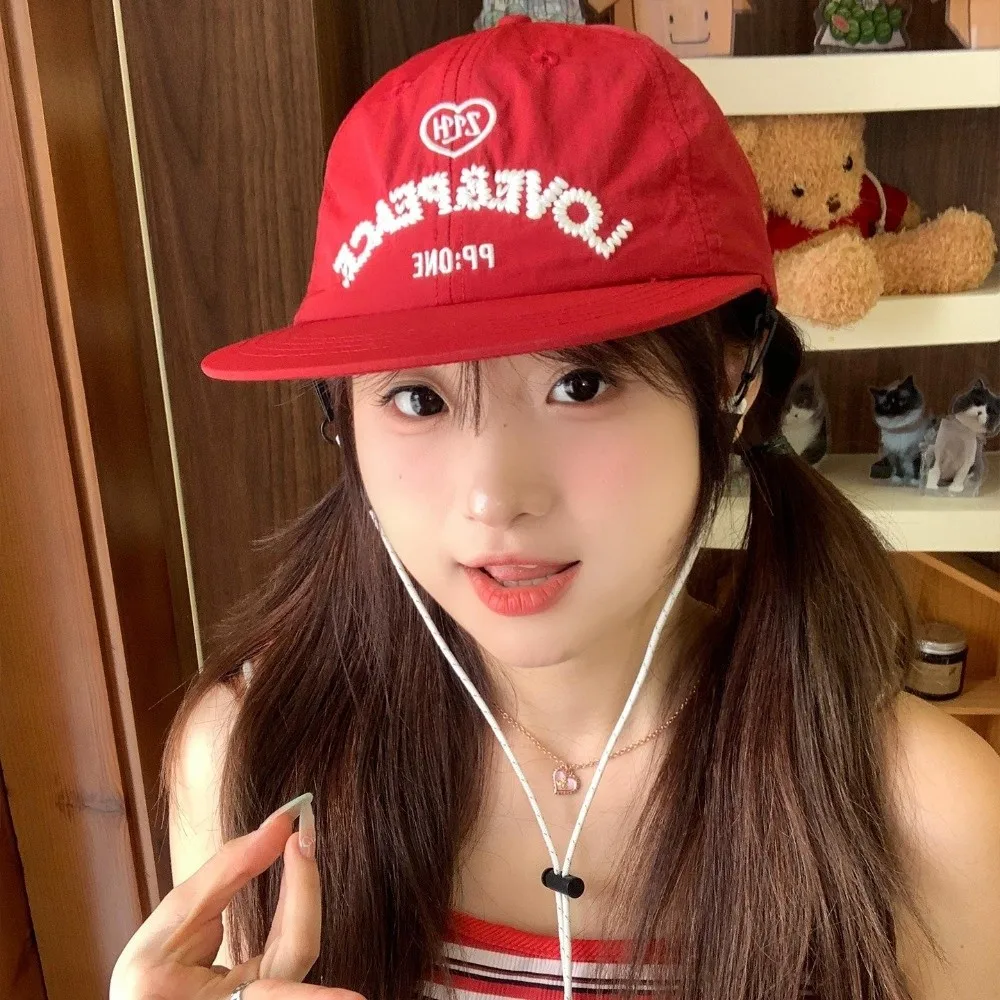 

Casual Korean Letter Baseball Cap Breathable Cotton Drawstring Baseball Cap Adjustable Versatile Women's Visors Summer