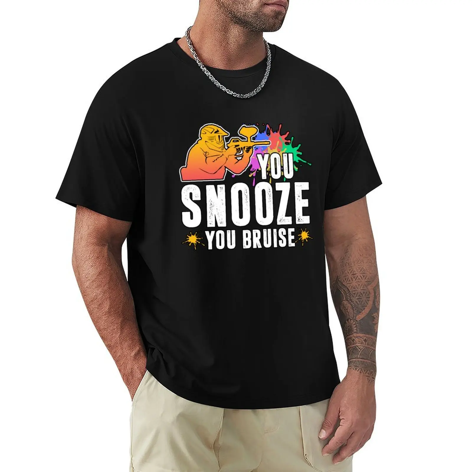 You snooze paintball splash of color sports gift T-shirt customizeds tees summer top Men's t shirts