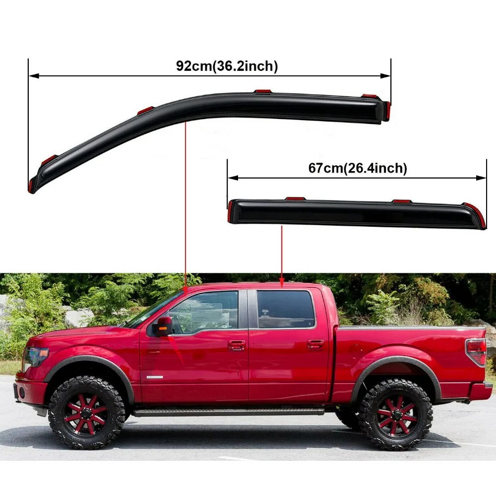 Для 2009-14 Ford F-150 SuperCrew In-Channel Windows Vent Visor Rain Guards Smoke