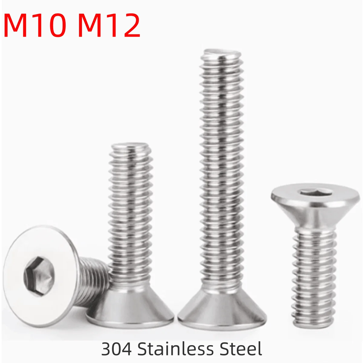 M10 M12 304 Roestvrij Staal Hexagon Hex Socket Verzonken Platte Kop Schroeven Inbusbouten DIN 7991