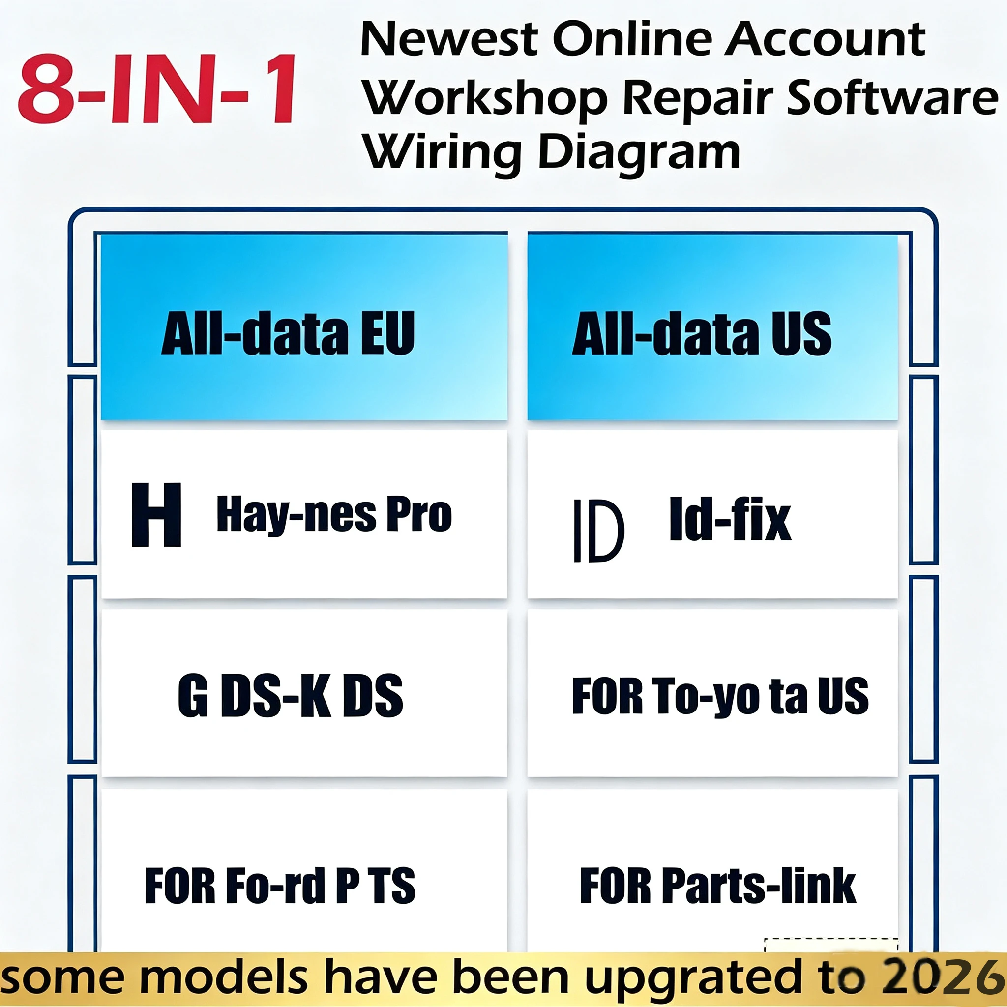 2026 8IN1All-data US/EU Online Account for whole data Software for Car Data Repair Data Hay-nes PRO Compatible with Mobil/PC