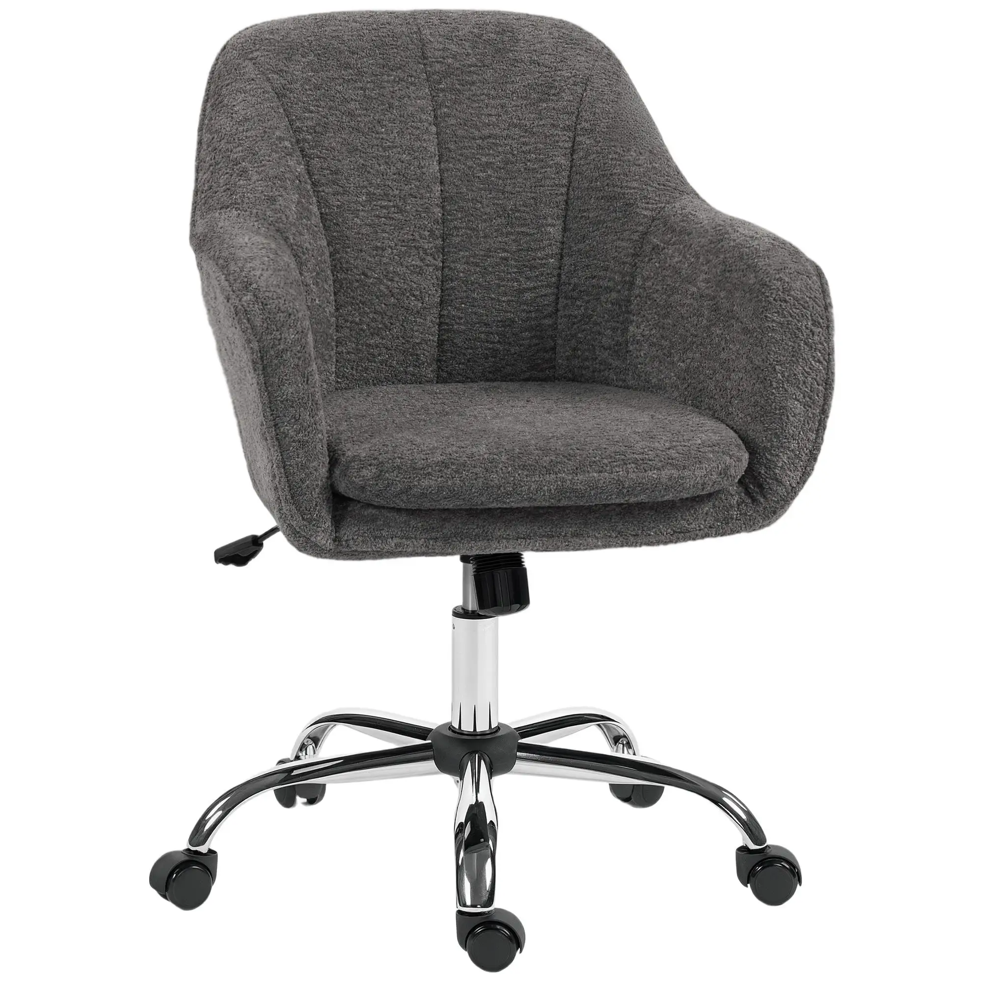 HOMCOM Chaise de bureau ergonomique avec fonction bascule 360° °   Siège rotatif en polaire avec hauteur réglable 49-58 cm Gris