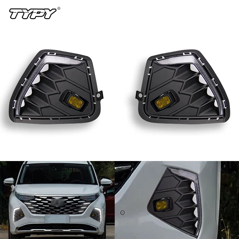

TYPY Car LED Daytime Running Lights For Hyundai Custo 2021 2022 2023 2024 2025 DRL with Turn Signal Fog Lamp cover Daylights