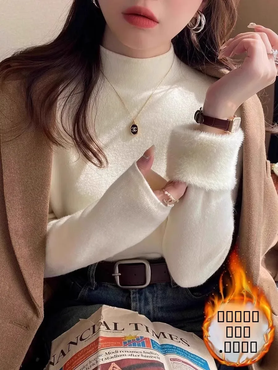 

Женский вязаный свитер с высоким воротником Thiened f, внутренняя одежда, теплый зимний модный топ на подкладке, качественный трикотаж