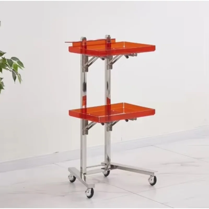 Professional Salon Furniture Stainless Steel Beauty Salon Hair Extension Storage Folding Tray Trolley with Directional Wheel