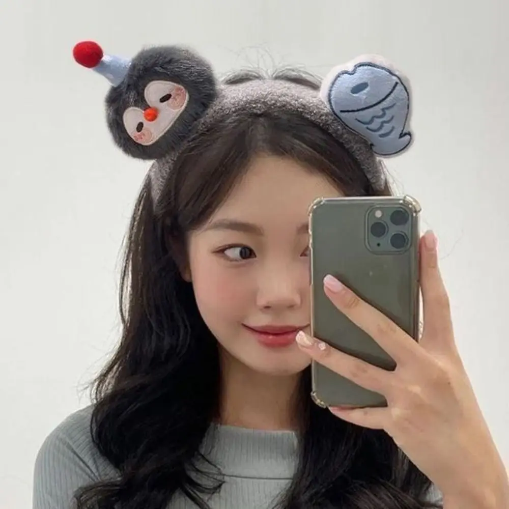Kawaii Cartoon Pinguino Pesce Fascia per capelli a tesa larga Fascia per capelli divertente Accessori per capelli per ragazza