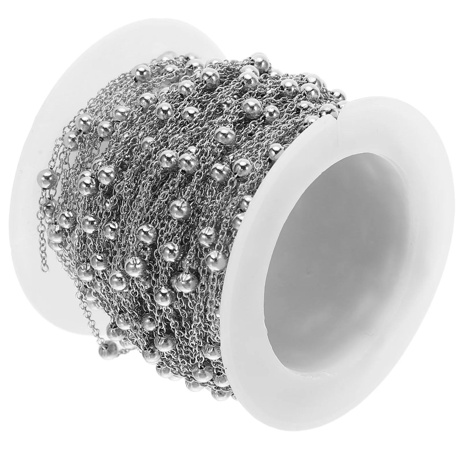 1 Roll Stainless Steel Bead Chain Round Design Jewelry Chain Roll for DIY Necklace Bracelet Making Accessories