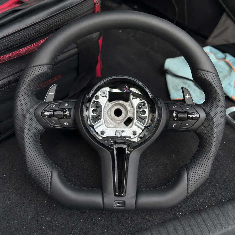 In Stock Car Steering Wheel Modification Black Leather M Sport Style For BMW F20 F23 F30 F34 F36 F10 F11 F01 E87 E70 E71 E90 E84