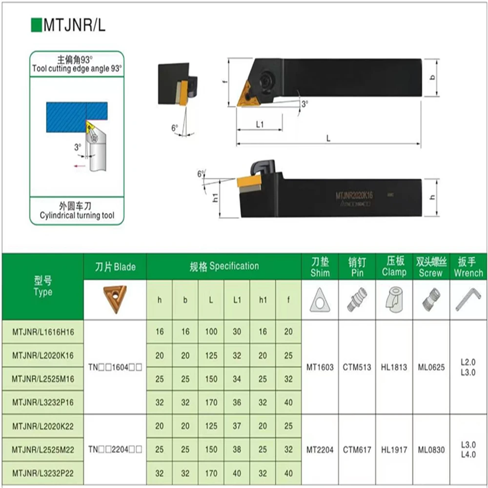 1PCS MTJNR1616H16 MTJNR2020K16 MTJNR2525M16 MTJNR2525M22 MTJNR3232P16 MTJNR3232P22 MTJNL CNC Lathe Cutting External Turning Tool
