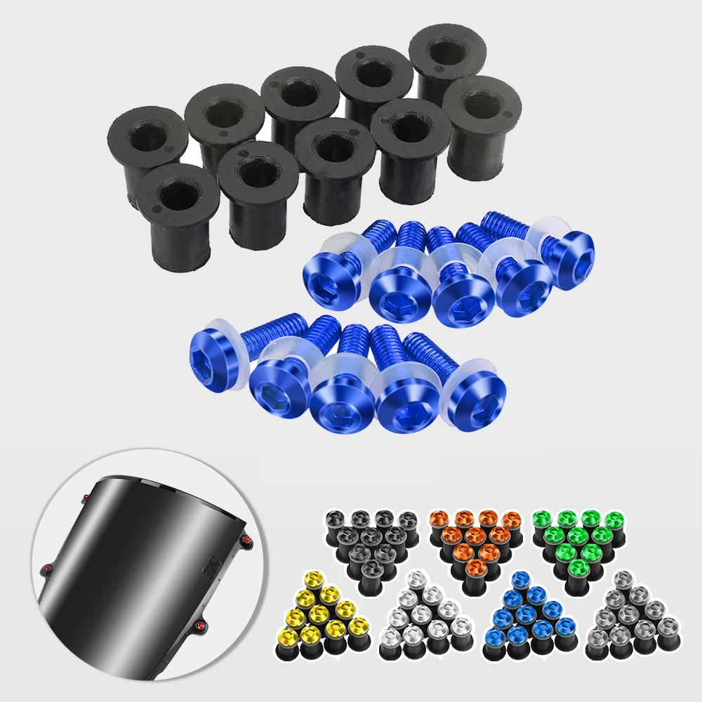 10PCS 5mm Windshield Bolt Fairing Wind Screen Screw Kit Mounting Nut bolt For YAMAHA YZF R25 R15 R125 600R R1M R1 R1S YZF600R LS