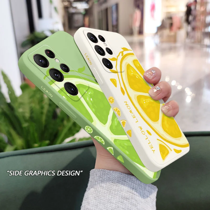 Fresh Lemon Phone Case For Samsung Galaxy S25 S24 S23 S22 S21 S20 Ultra Plus FE S10 S9 S10E Note 20 ultra 10 9 Plus Cover