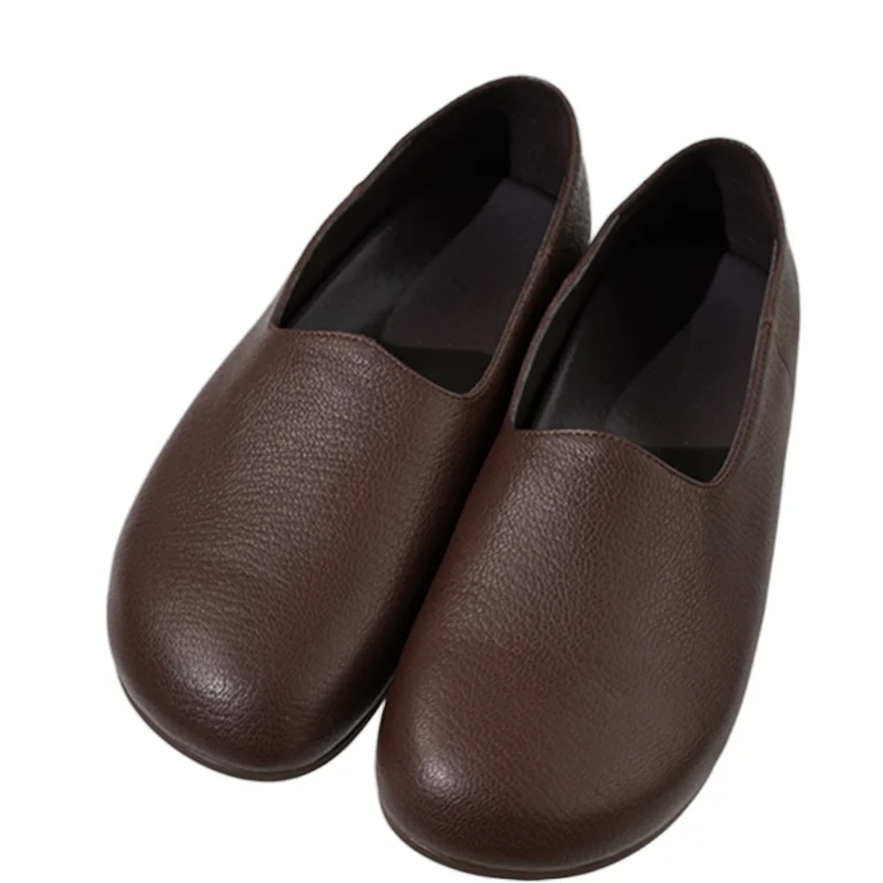 

Withered Minimalist Women's Flat Shoes Handmade Texture Sheepskin Vintage Round Toe Fat Grandma Shoes Loafers Shoes Women