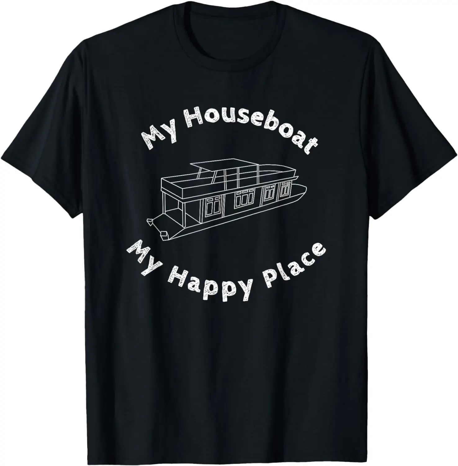 

Houseboat T-shirt My House Boat Happy Place Lake Life Tshirt