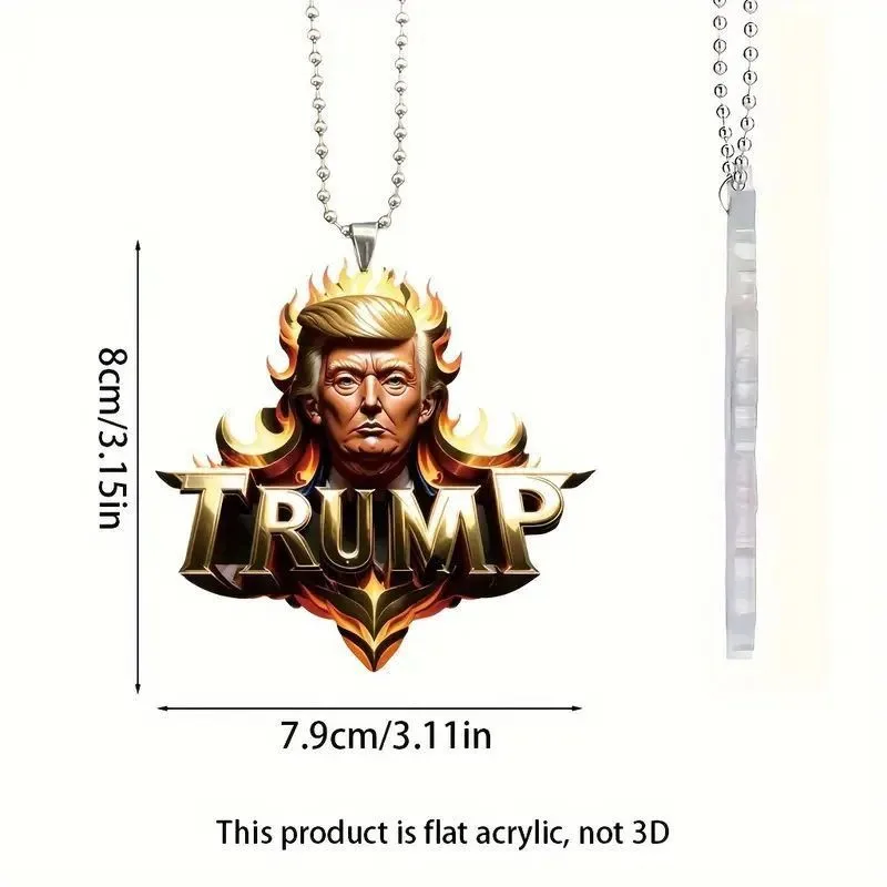 2024 new Trump Acrylic pendant personality spoof rearview mirror backpack pendant funny key chain