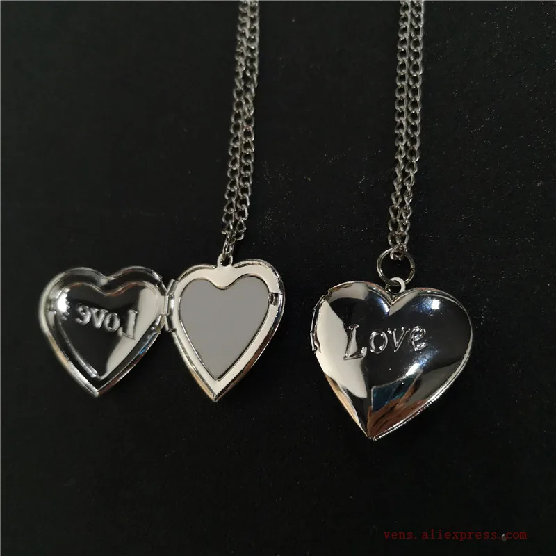 

sublimation blank heart locket photo necklaces pendants fashion jewelry for Valentine's Day 20pcs/lot