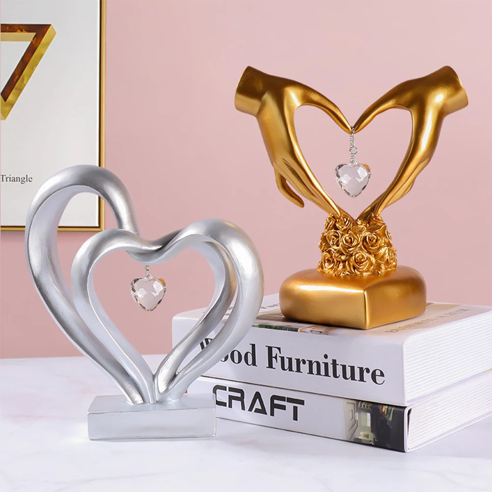 

Bride Heart Decoration Ornament Home Bedroom Dining Table Wedding Decorations Golden Resin