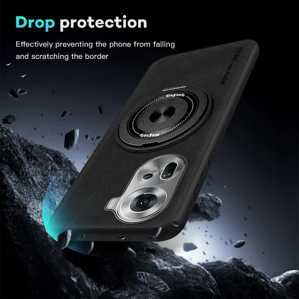 

For OPPO Reno 11 11 Pro Fine Hole Sheepskin Swivel Bracket Magnetic Soft Edge Anti Drop Anti Fingerprint Phone Case