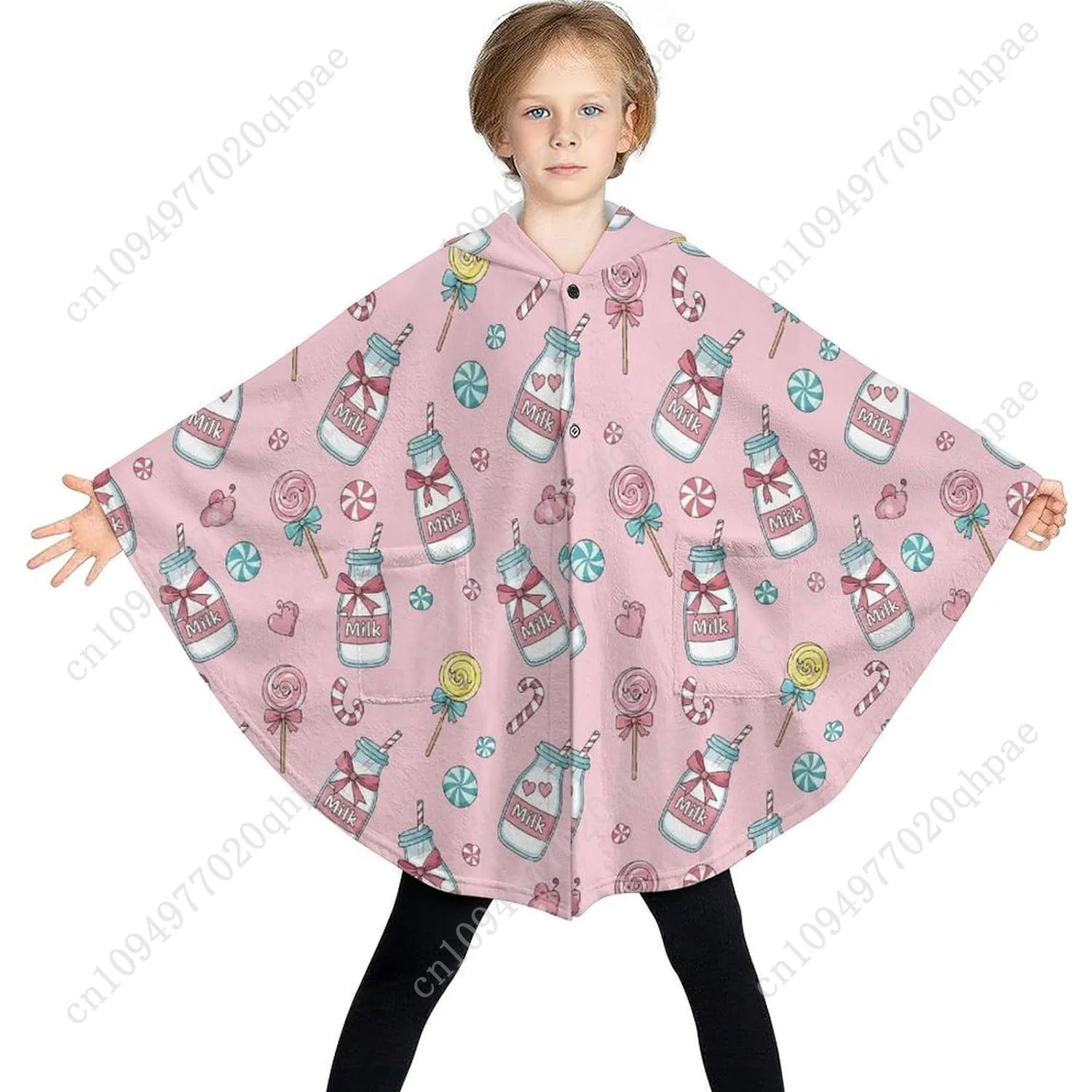 Уютный фланелевой свитер-одеяло, молочные бутылки, конфеты, большая толстовка с карманами для детей и подростков