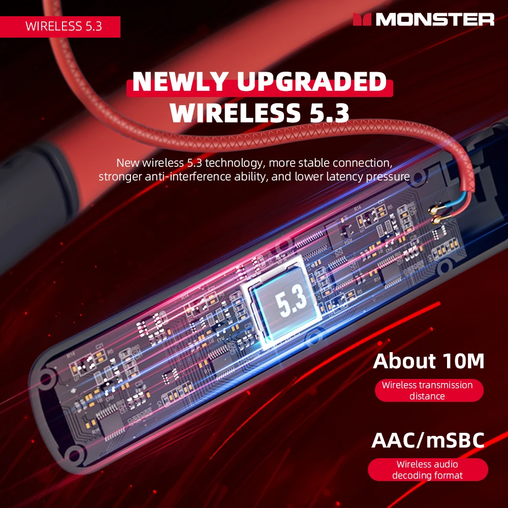 Monster AIRMARS SG03pro Sport Neckband Wireless Bluetooth Headphones Heavy Bass Music Gaming Headset HD Call Stereo Earphones