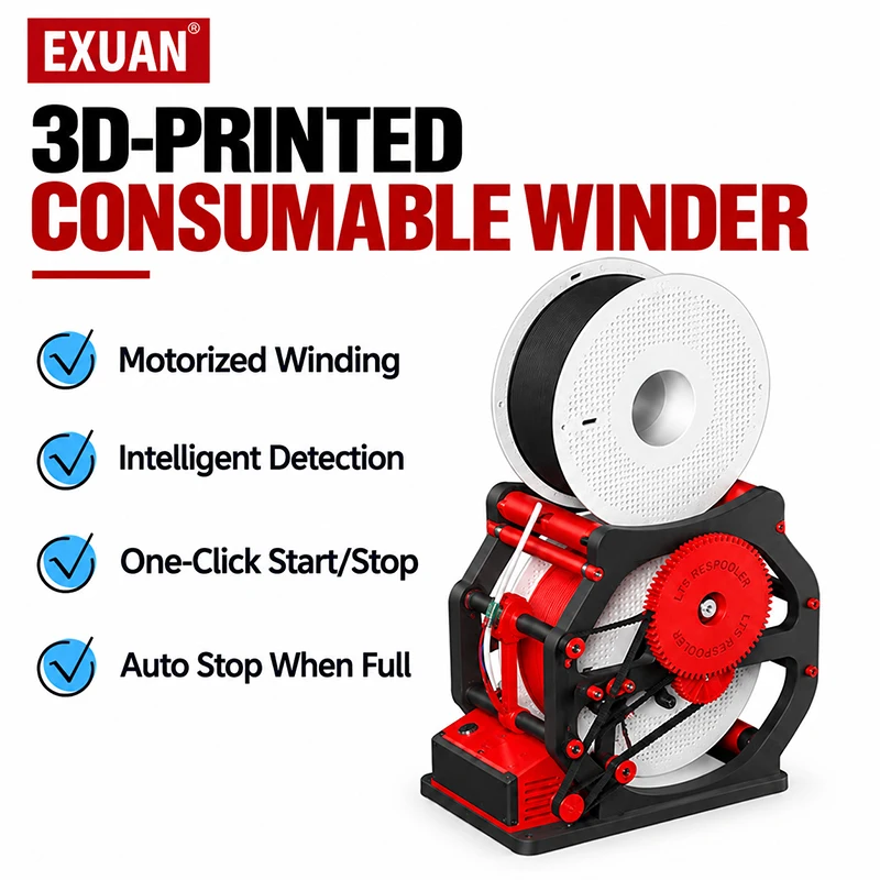 Electric Programmable 3D Printing Consumables Coiling Machine With Belt Gear Transmission System Immediate Stop After Rolling
