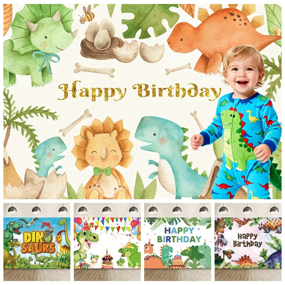 

Dinosaur Jungle Photo Booth Backdrop Kids Birthday Party Baby Shower Photography Customizable Decoration Children's Background