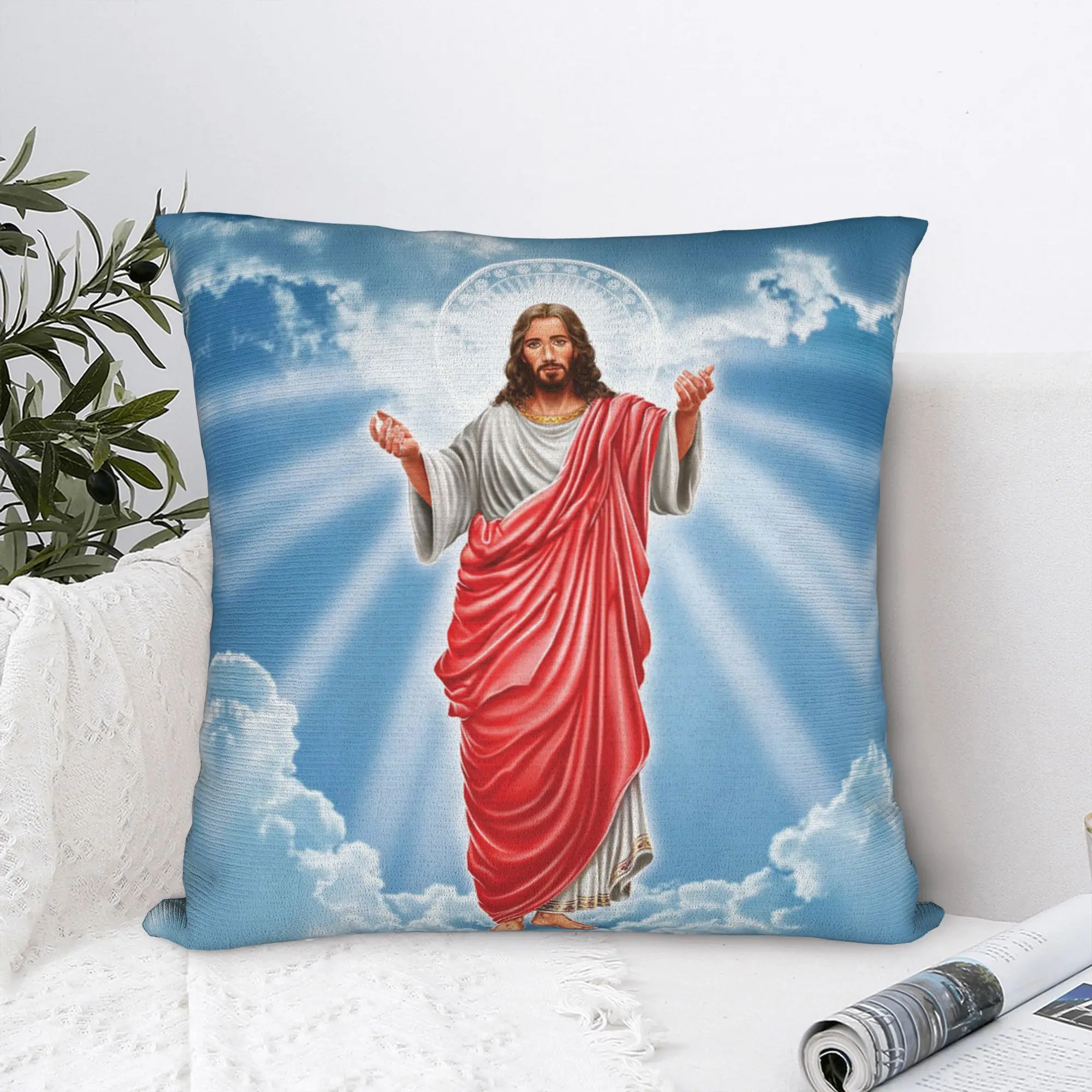 Christian Pillowcase Polyester Cushion Cover Decorative God Bless Jesus Christ Throw Pillow Case Cover Home Square 40*40cm