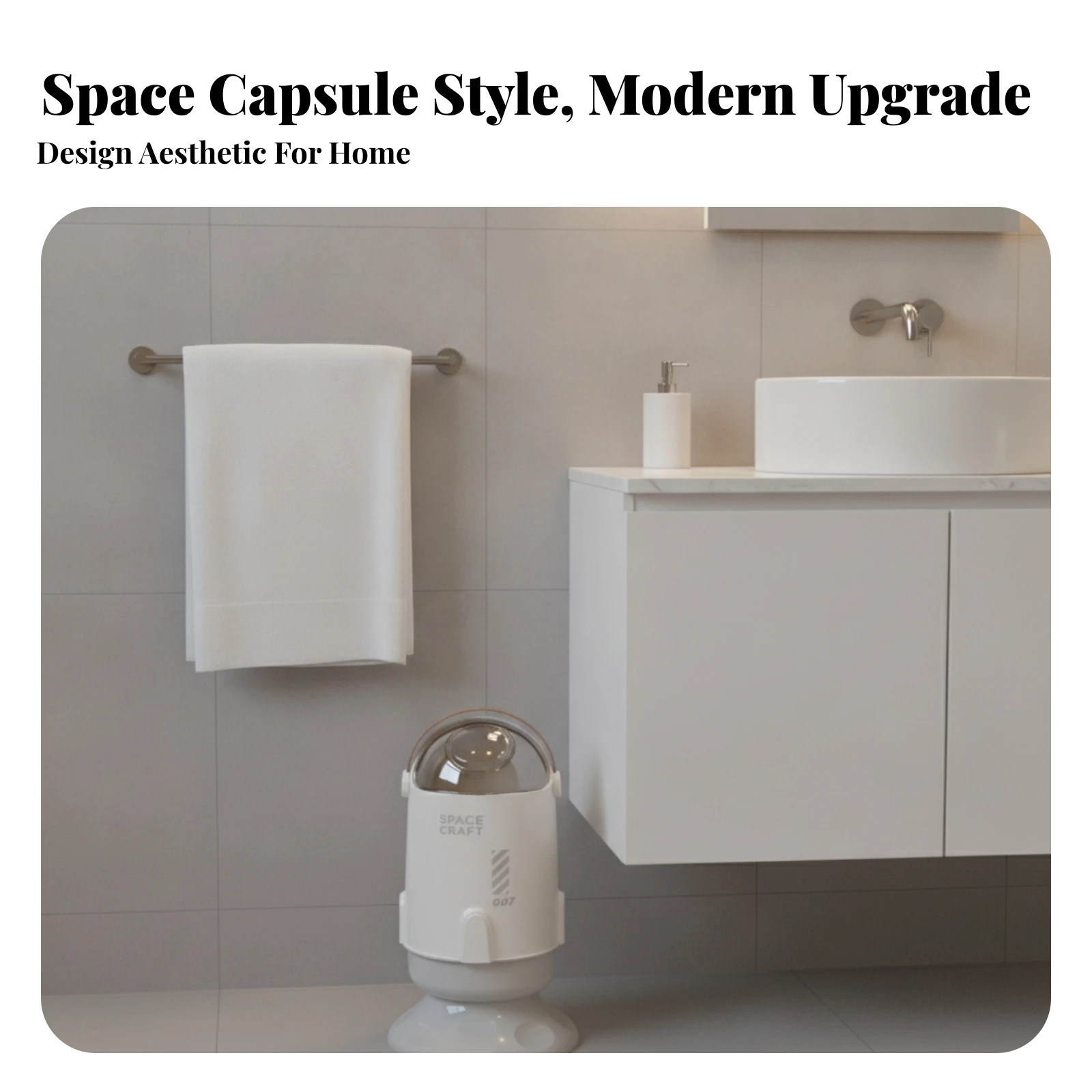 Household Item Covered Trash Can Glossy Finish Inner Container Waste Bin Translucent Lid Cylindrical Trash Can for Bathroom